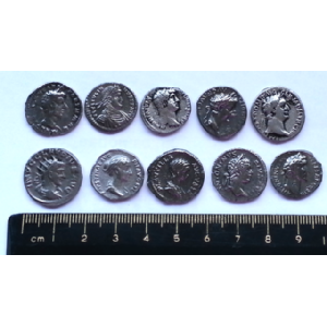 Set of Ten Roman Silver Coins Image